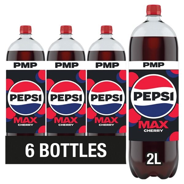 Pepsi Max Cherry No Sugar Cola 2L 2Ltr × 6 × 1